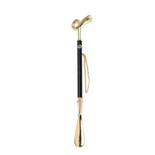 24K gold-plated brass gift box long handle handmade Italian luxury shoehorn side view
