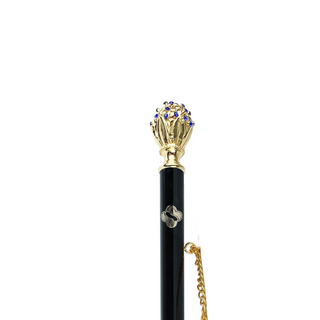 gold-plated sapphire crystal 53cm long handle handcrafted Italian luxury shoehorn close-up