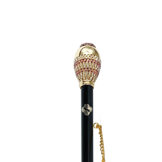 24K gold-plated crystal knob gift box long handle handmade Italian luxury shoehorn close-up