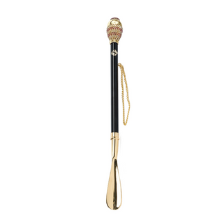 24K gold-plated crystal knob gift box long handle handmade Italian luxury shoehorn side view