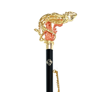24K gold-plated brass octopus tentacle handle long handle handmade Italian luxury shoehorn close-up
