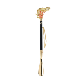 24K gold-plated brass octopus tentacle handle long handle handmade Italian luxury shoehorn side view