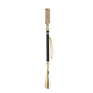 24K gold-plated crystal handle long handle handcrafted Italian luxury shoehorn side view