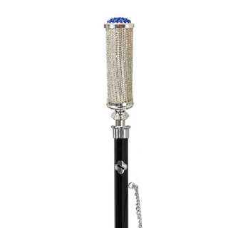 silver-plated crystal embellished long handle handcrafted Italian luxury shoehorn close-up