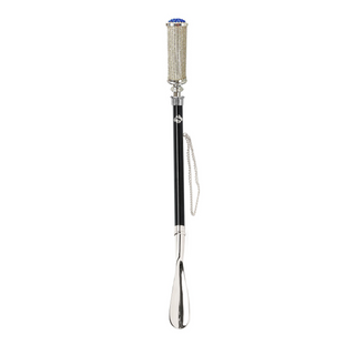 silver-plated crystal embellished long handle handcrafted Italian luxury shoehorn side view