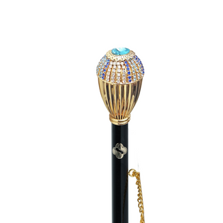 24K gold-plated premium crystal handle long handle handcrafted Italian luxury shoehorn close-up