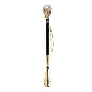 24K gold-plated premium crystal handle long handle handcrafted Italian luxury shoehorn side view