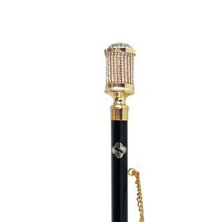 24K gold-plated crystal handle long handle handmade Italian luxury shoehorn close-up