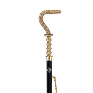 24K gold-plated crystal handle gift box long handle handcrafted Italian luxury shoehorn close-up