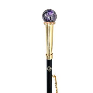 24K gold-plated amethyst crystal handle long handle handmade Italian luxury shoehorn close-up