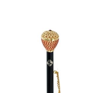 gold-plated crystal handle 53cm long handle handmade Italian luxury shoehorn close-up
