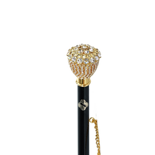 gold-plated crystal handle long handle handmade Italian luxury shoehorn close-up