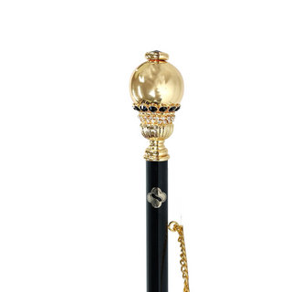 24K gold-plated brass crystal handle long handle handmade Italian luxury shoehorn close-up