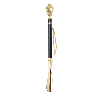 24K gold-plated brass crystal handle long handle handmade Italian luxury shoehorn side view