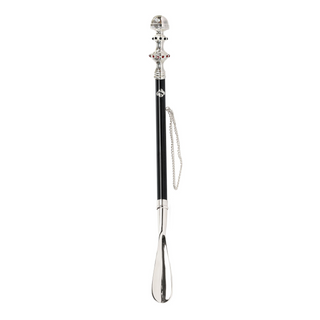 silver-plated artisan crystal handle long handle handmade Italian luxury shoehorn side view