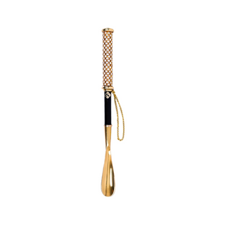 24K gold-plated rhinestone handle handmade Italian luxury shoehorn side view