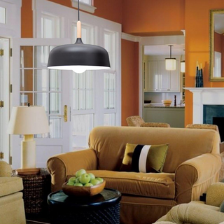 Industrial small cream pendant — metal glass ceiling hanging lamp