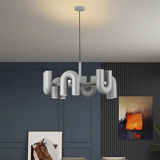 Pipe shaped LED chandelier modern industrial dining room fixture