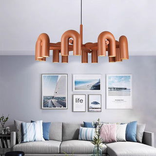 Modern metal pipe chandelier LED dining room lighting