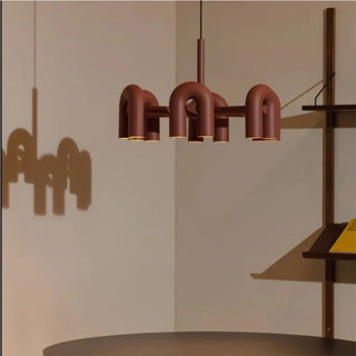 Industrial design pipe LED chandelier dining room fixture