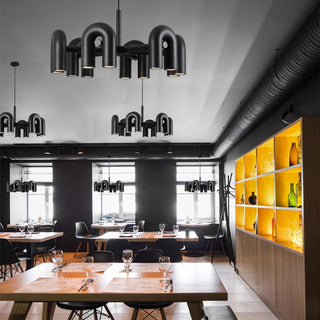 Pipe shaped modern chandelier LED light for kitchen dining