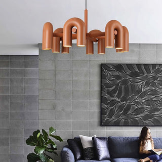 Contemporary pipe chandelier LED multi-arm ceiling fixture