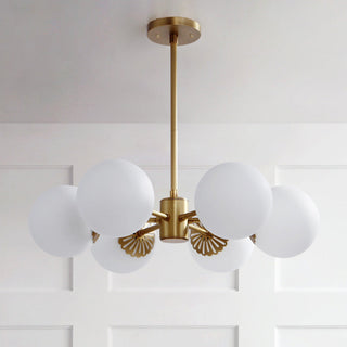 Brass vintage glass chandelier ball warm ambient ceiling