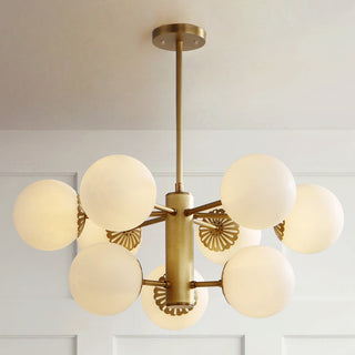 Vintage brass ball glass chandelier warm ambient fixture