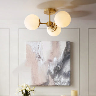 Glass ball brass vintage chandelier warm ambient ceiling lamp