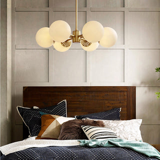 Vintage brass glass ball chandelier warm ambient pendant light
