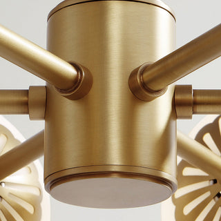 Brass ball vintage chandelier glass warm ambient close-up