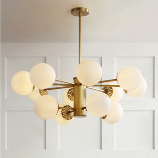 Vintage chandelier brass glass ball warm glow ceiling fixture