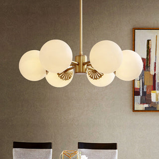 Warm ambient vintage brass glass ball chandelier pendant