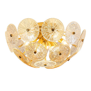 Gold glass starburst chandelier wide — modern sparkling ceiling
