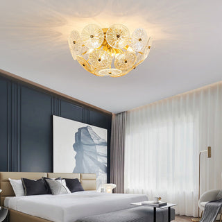 Modern starburst glass chandelier — gold finish sparkling ceiling light