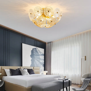 Starburst glass chandelier close-up — modern gold sparkling detail