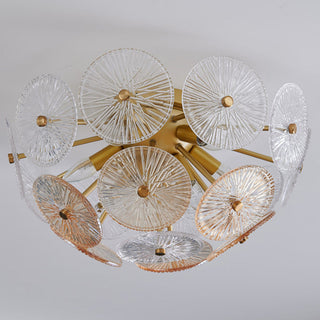 Starburst glass gold chandelier — modern sparkling ceiling warm light