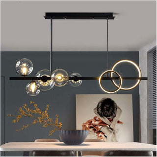 Scandinavian metal rod LED chandelier long bubble ceiling fixture