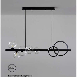 Scandinavian bubble LED chandelier metal rod ceiling pendant