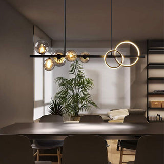 Contemporary LED bubble chandelier Nordic metal rod design