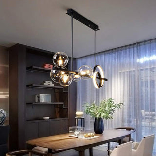 Metal rod Scandinavian chandelier long bubble LED ceiling lamp
