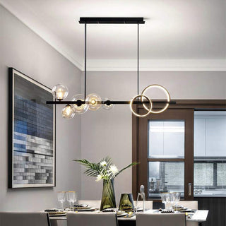Nordic LED bubble chandelier metal rod hanging ceiling fixture