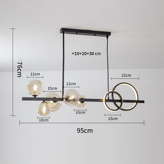 Nordic metal rod long bubble LED chandelier ceiling fixture