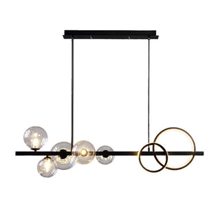 Nordic style metal rod chandelier LED long bubble overhead