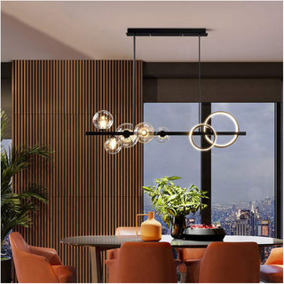 Long bubble LED chandelier Scandinavian metal rod ceiling