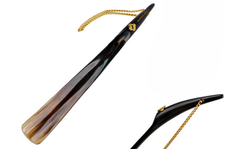 natural dark horn handcrafted Italian luxury shoehorn front view