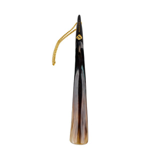 natural dark horn handcrafted Italian luxury shoehorn close-up