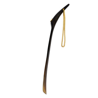 natural dark horn handcrafted Italian luxury shoehorn side view