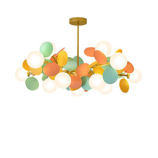Creative multicolored glass chandelier iron flower ceiling