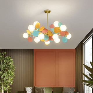 Creative glass iron flower chandelier multicolored pendant